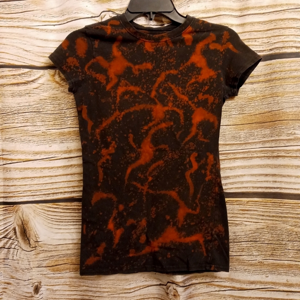 Wet Seal Black Bleach Distressed Top